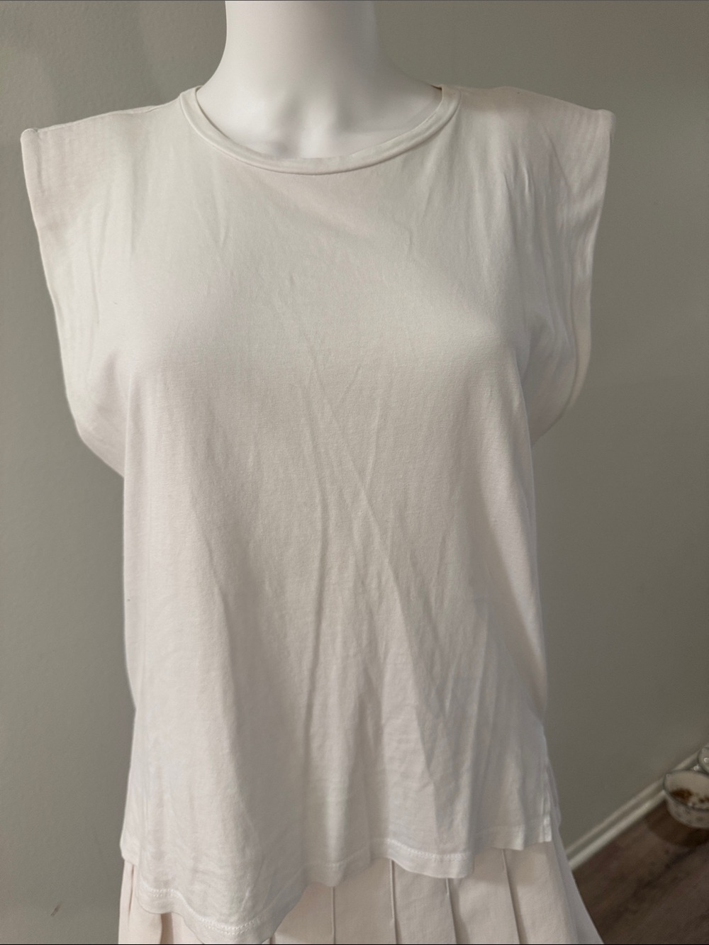 Women's White Structured Shoulder Tank Top